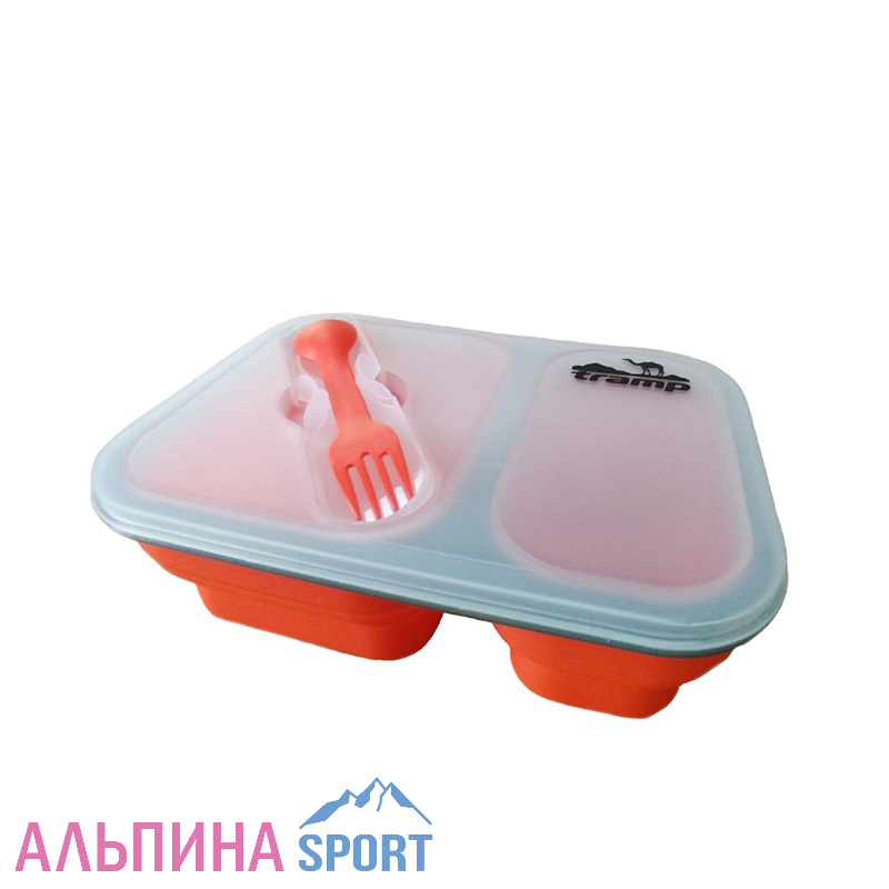 Контейнер Tramp силиконовый 2 отсека с ловилкой 900мл