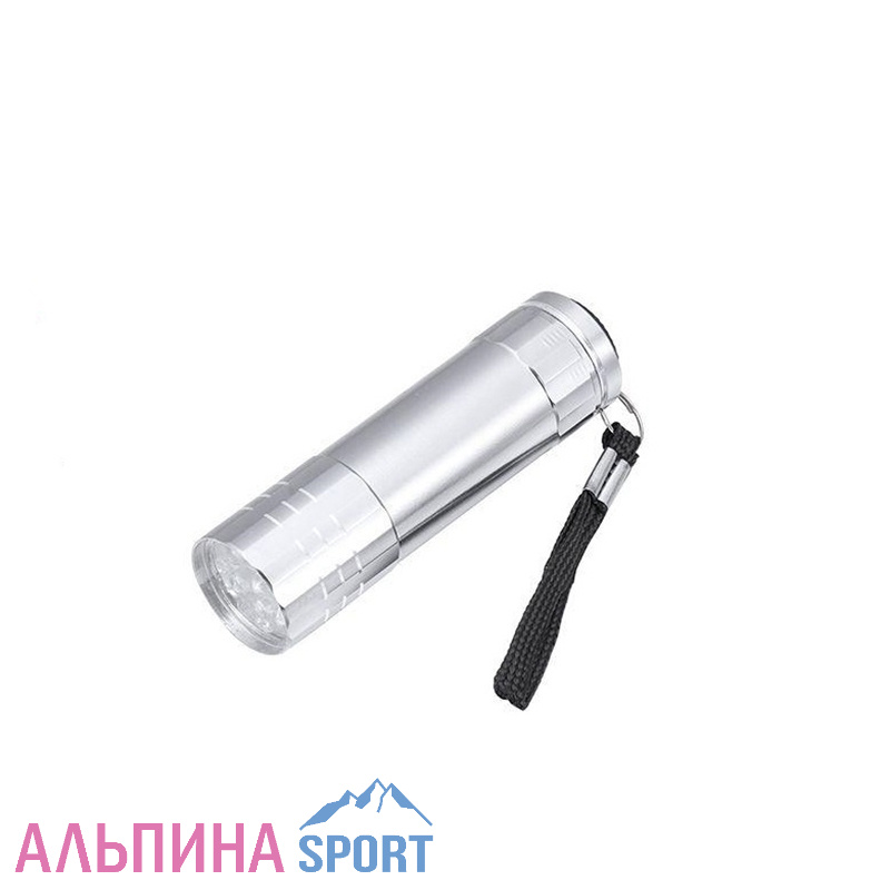 Фонарь ручной металлический 9 LED 1W ЗхААА серый