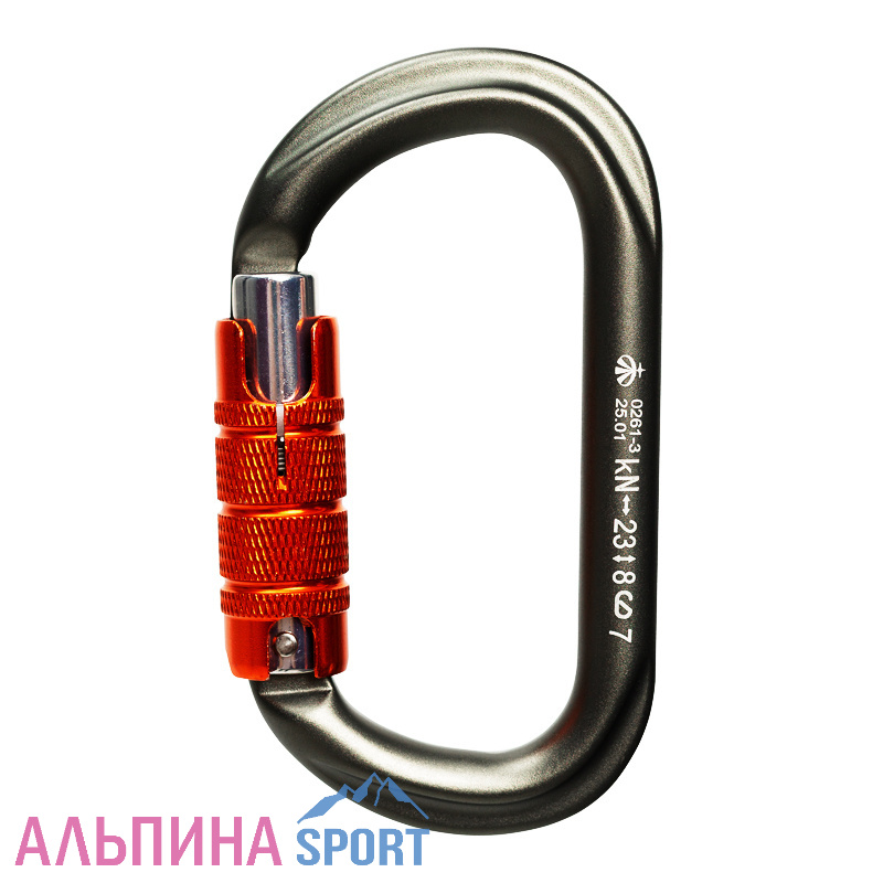 Карабин Вертикаль "GRAY" овал трехтактный (Keylock)