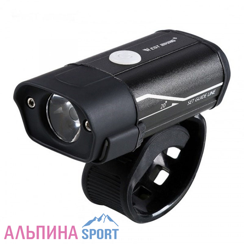 Фара велосипедная черная алюминиевый корпус аккумулятор USB (3265239)