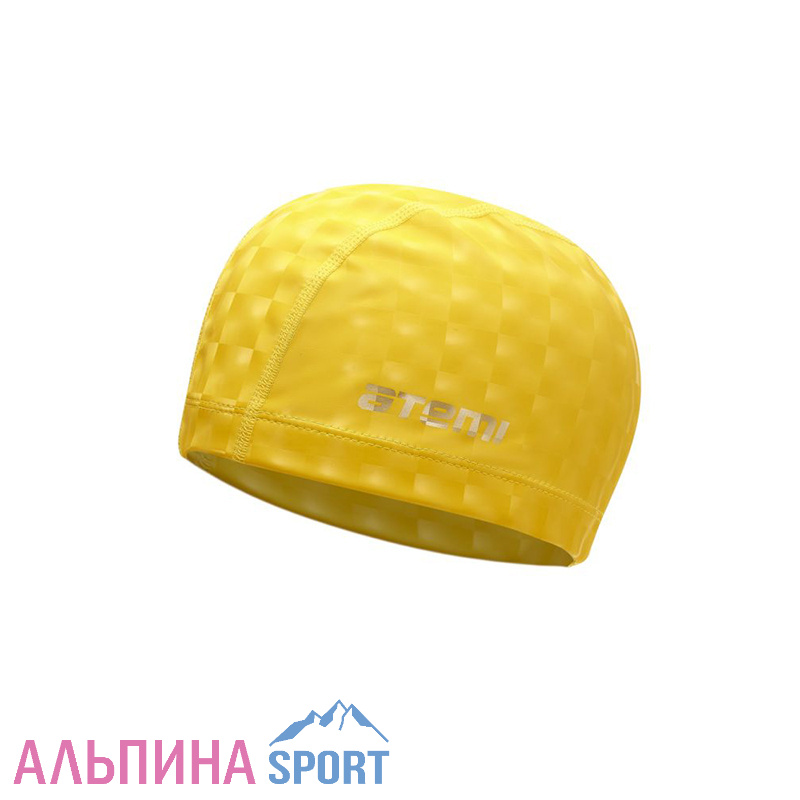 Шапочка для плавания Atemi тканевая с ПУ покрытием, желтая 3D, PU 140