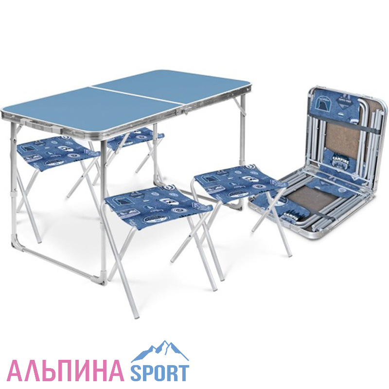 Набор стол+стулья Ника ССТ-К2/4 голубой джинс