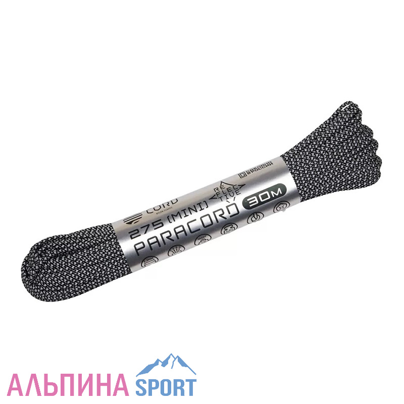 Паракорд 275 мини CORD SuperReflective nylon 2,2мм (black snake)