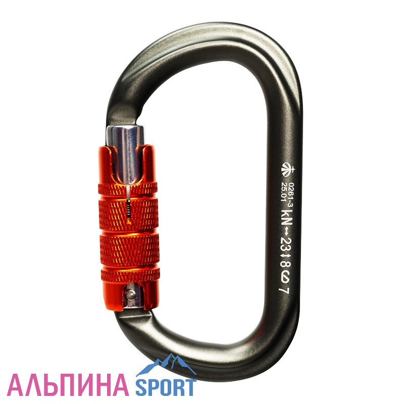 Карабин Вертикаль "GRAY" овал трехтактный (Keylock)