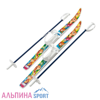 Лыжи детские Олимпик-спорт с палками, 66-75 см тигренок_v01