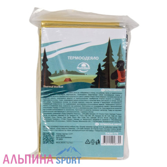 Термоодеяло спасательное СЛЕДОПЫТ 160х210 см серебро_золото_v02