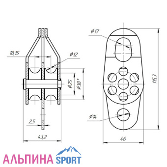 Блок-ролик Вертикаль двойной на подшипнике, сталь_Site_v03