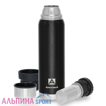 Термос Арктика американский дизайн 0,9л с ситечком черный_Site_v02