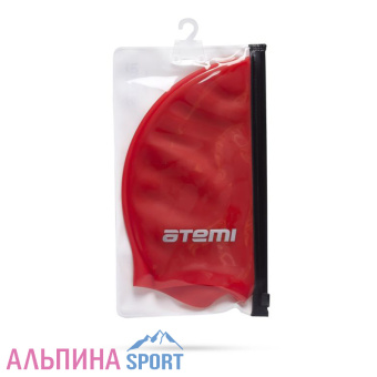 Шапочка для плавания Atemi, силикон (c ушами), красн, EC102_v05