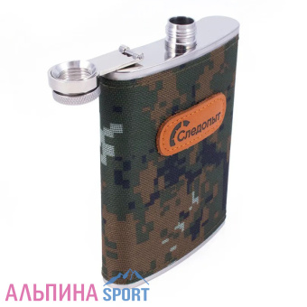Фляжка СЛЕДОПЫТ, в оплетке из oxford camo pixel, 280 мл_v04